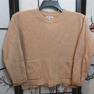 Madewell Cream Tan Ribbed Crew Neck Sweater